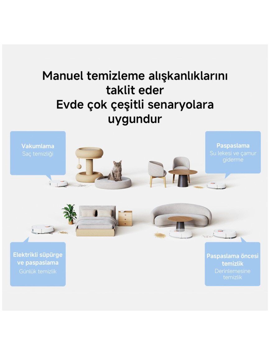 Xiaomi Robot Vacuum H40 Akıllı Robot Süpürge + Mop 10000PA (Xiaomi Türkiye Garantili)